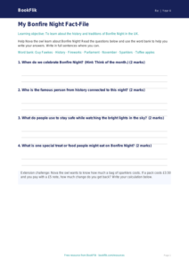 Free Bonfire Night Template | Year 4 Supported | BookFlik