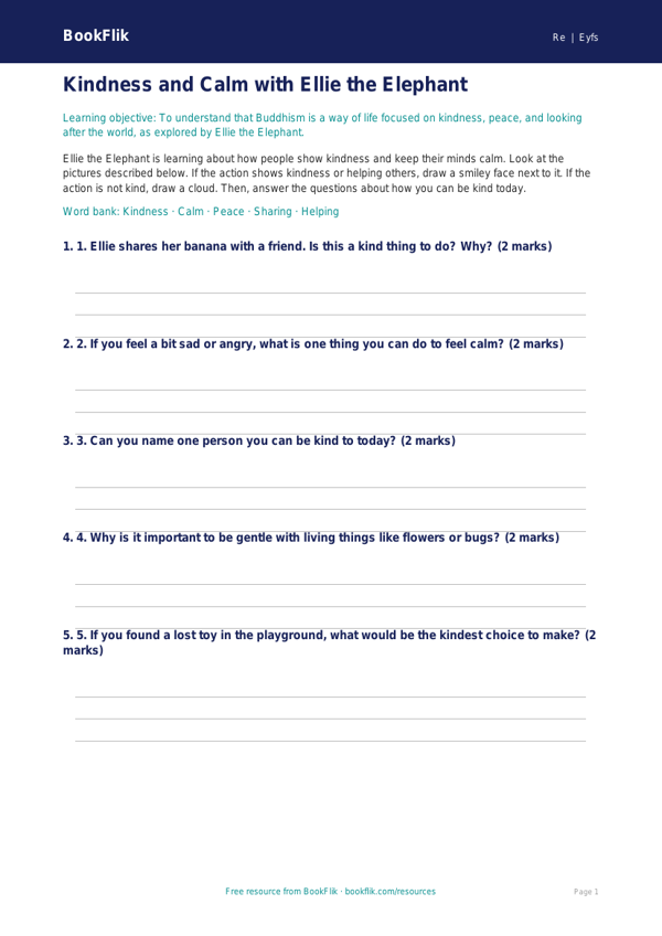 Free Buddhism Activity Sheet | EYFS Core | BookFlik worksheet preview — Re Buddhism