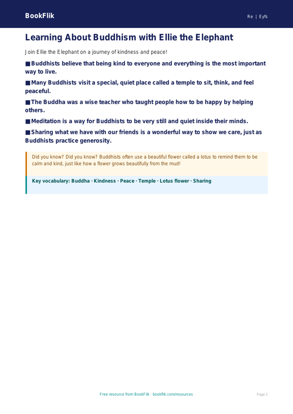 Free Buddhism Poster | EYFS Core | BookFlik worksheet preview — Re Buddhism