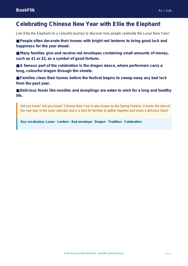 Free Chinese New Year Poster | EYFS Core | BookFlik worksheet preview — Re Chinese New Year