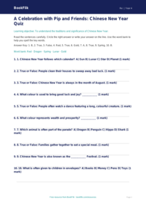 Free Chinese New Year Quiz | Year 4 Supported | BookFlik