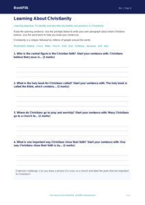 Free Christianity Writing Frame | Year 4 Supported | BookFlik