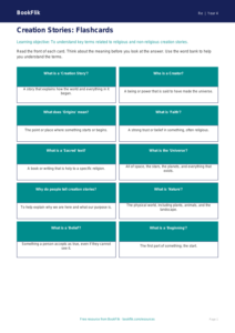 Free Creation Stories Flashcards | Year 4 Supported | BookFlik