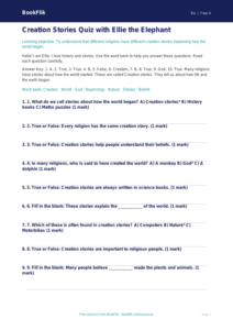 Free Creation Stories Quiz | Year 4 Supported | BookFlik