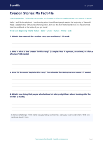 Free Creation Stories Template | Year 4 Supported | BookFlik