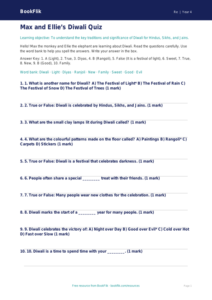 Free Diwali Quiz | Year 4 Supported | BookFlik
