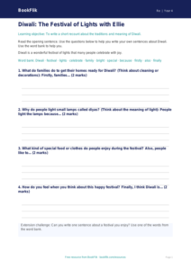 Free Diwali Writing Frame | Year 4 Supported | BookFlik