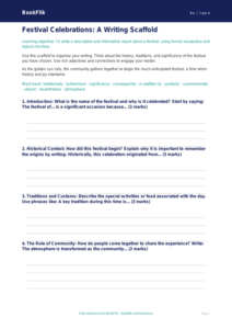 Free Festivals Writing Frame | Year 4 Greater Depth | BookFlik