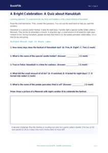 Free Hanukkah Quiz | Year 4 Supported | BookFlik