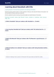 Free Hanukkah Writing Frame | Year 4 Supported | BookFlik