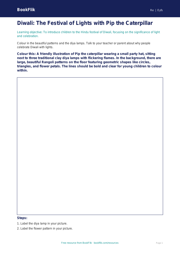 Free Hinduism Colouring Page | EYFS Core | BookFlik worksheet preview — Re Hinduism