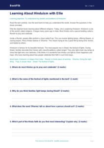 Free Hinduism Comprehension | Year 4 Supported | BookFlik
