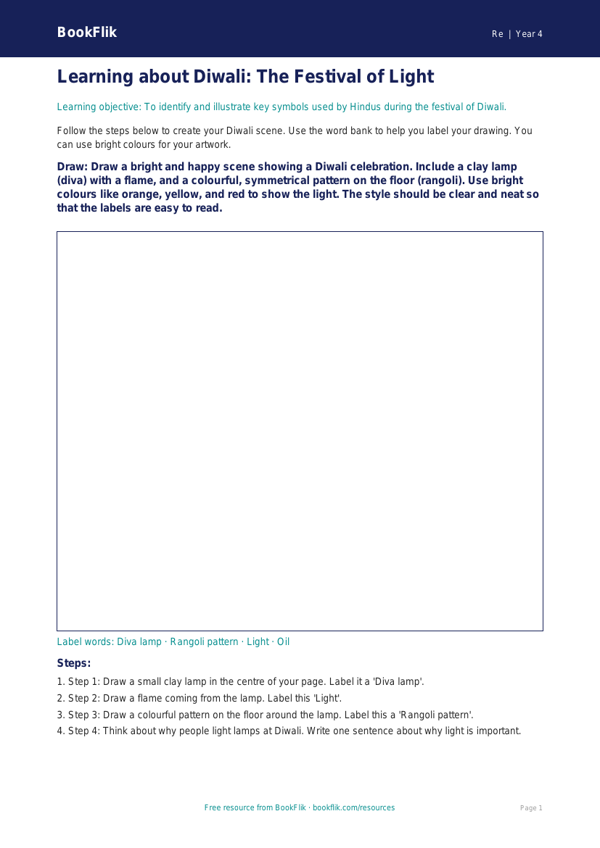 Free Hinduism Drawing Sheet | Year 4 Supported | BookFlik worksheet preview — Re Hinduism