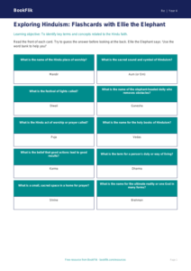 Free Hinduism Flashcards | Year 4 Supported | BookFlik