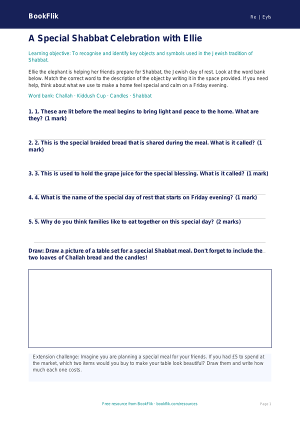 Free Judaism Activity Sheet | EYFS Core | BookFlik worksheet preview — Re Judaism