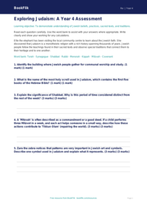 Free Judaism Assessment | Year 4 Greater Depth | BookFlik