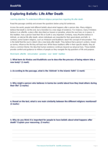 Free Life After Death Comprehension | Year 5 Core | BookFlik