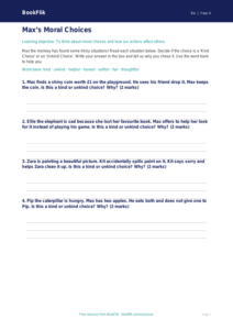 Free Moral Questions Activity Sheet | Year 4 Supported | BookFlik