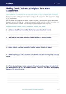 Free Moral Questions Assessment | Year 4 Supported | BookFlik