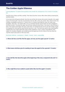 Free Moral Questions Comprehension | Year 4 Greater Depth | BookFlik