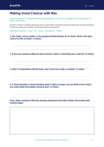 Free Moral Questions Worksheet | Year 4 Supported | BookFlik