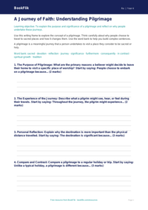 Free Pilgrimage Writing Frame | Year 4 Greater Depth | BookFlik