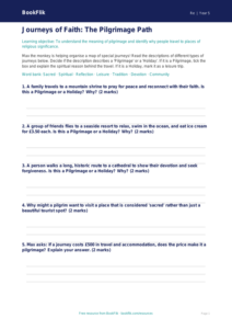 Free Pilgrimage Activity Sheet | Year 5 Core | BookFlik