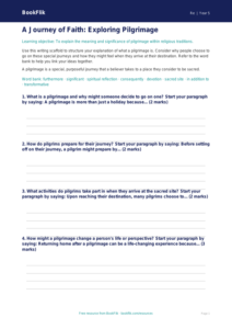 Free Pilgrimage Writing Frame | Year 5 Core | BookFlik