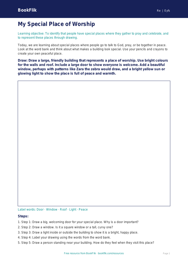 Free Places Of Worship Drawing Sheet | EYFS Core | BookFlik worksheet preview — Re Places Of Worship