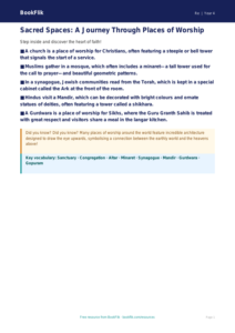 Free Places Of Worship Poster | Year 4 Greater Depth | BookFlik