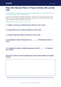 Free Prayer Activity Sheet | Year 4 Supported | BookFlik