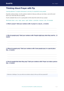 Free Prayer Writing Frame | Year 4 Supported | BookFlik