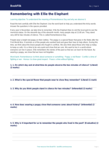 Free Remembrance Day Comprehension | Year 4 Supported | BookFlik