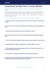 Free Sacred Texts Quiz | Year 4 Greater Depth | BookFlik