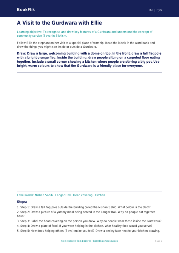 Free Sikhism Drawing Sheet | EYFS Core | BookFlik worksheet preview — Re Sikhism