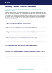 Free Sikhism Assessment | Year 4 Supported | BookFlik