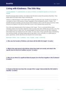 Free Sikhism Comprehension | Year 4 Greater Depth | BookFlik