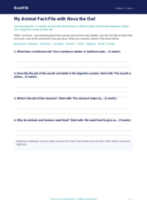 Free Animals Including Humans Template | Year 4 Supported | BookFlik