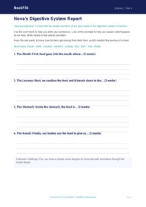 Free Animals Including Humans Writing Frame | Year 4 Supported | BookFlik