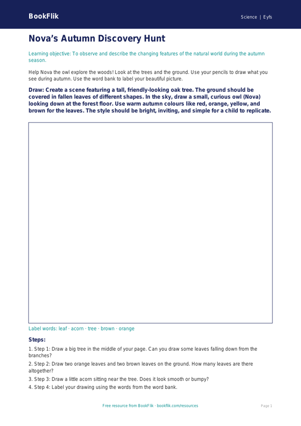 Free Autumn Science Drawing Sheet | EYFS Core | BookFlik worksheet preview — Science Autumn Science