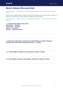 Free Autumn Science Activity Sheet | Year 4 Supported | BookFlik