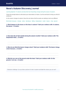 Free Autumn Science Writing Frame | Year 4 Supported | BookFlik