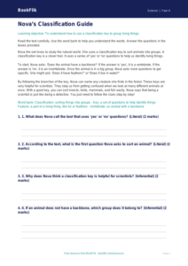 Free Classification Keys Comprehension | Year 4 Supported | BookFlik