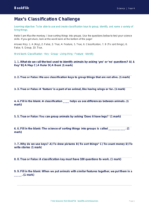 Free Classification Keys Quiz | Year 4 Supported | BookFlik