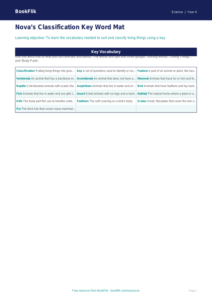 Free Classification Keys Word Mat | Year 4 Supported | BookFlik