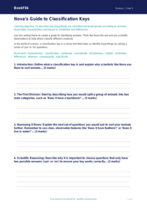 Free Classification Keys Writing Frame | Year 5 Core | BookFlik