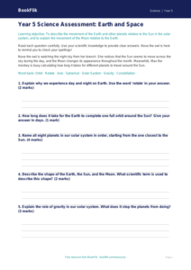 Free Earth And Space Assessment | Year 5 Core | BookFlik