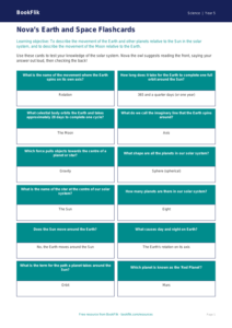 Free Earth And Space Flashcards | Year 5 Core | BookFlik