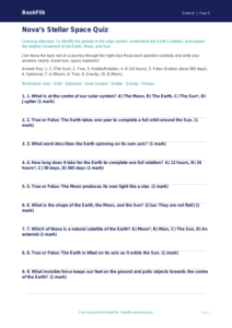 Free Earth And Space Quiz | Year 5 Core | BookFlik