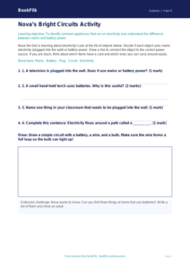 Free Electricity Activity Sheet | Year 4 Supported | BookFlik